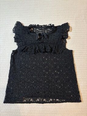 Who What Wear Black Lace Ruffle Camisole